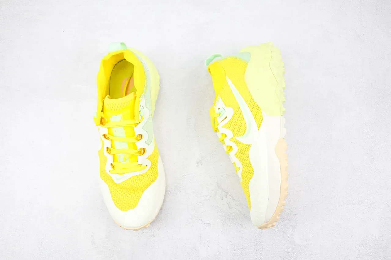 Nike Yellow Green Mesh Upper Sculpted Wavy Midsole Sneakers 3