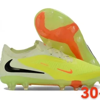 Nike Yellow Orange Knit Upper Asymmetric Lacing Firm-Ground Soccer Shoes