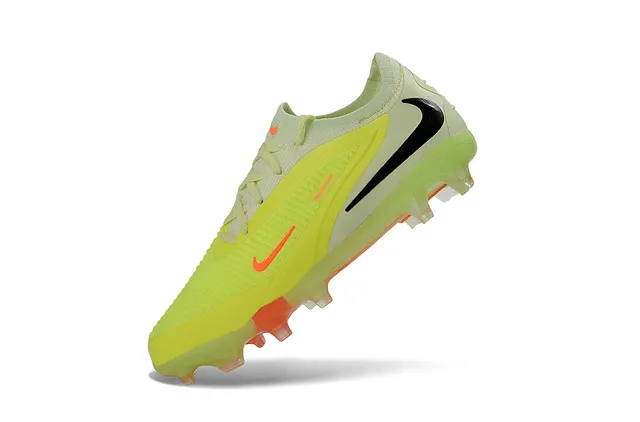 Nike Chaussures de football avec upper en tricot jaune orange, lacets asymétriques, surface ferme 3