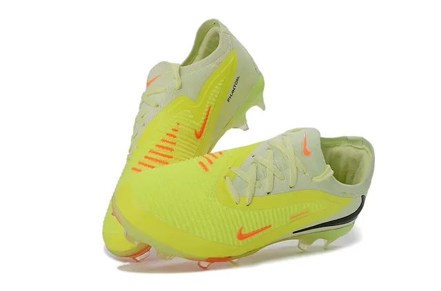 Nike Chaussures de football avec upper en tricot jaune orange, lacets asymétriques, surface ferme 6