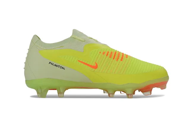 Nike Chaussures de football avec upper en tricot jaune orange, lacets asymétriques, surface ferme 7