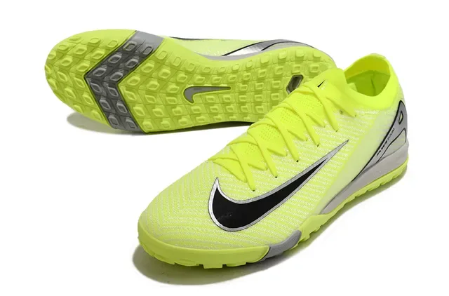 Nike Yellow Silver Knit Upper Turf Outsole Sneakers 6