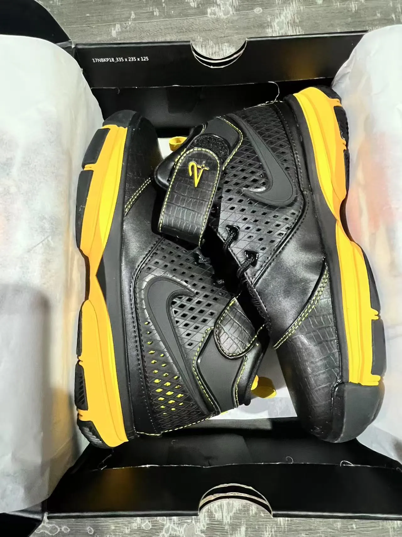 Nike Zoom Kobe IV Black Yellow Basketball Shoes 9