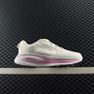 Nike ZoomX Beige Pink Zapatillas de running con upper de knit transpirable y banda de media suela de largo completo