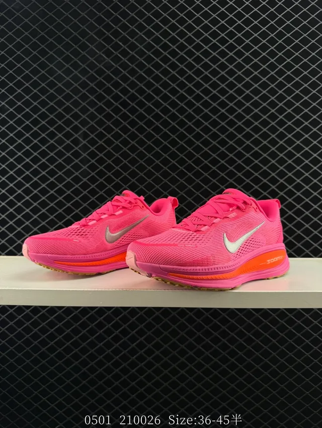 Nike ZoomX Rosa Naranja Malla Knit Superior Media Suela Visible Zapatos de correr 2