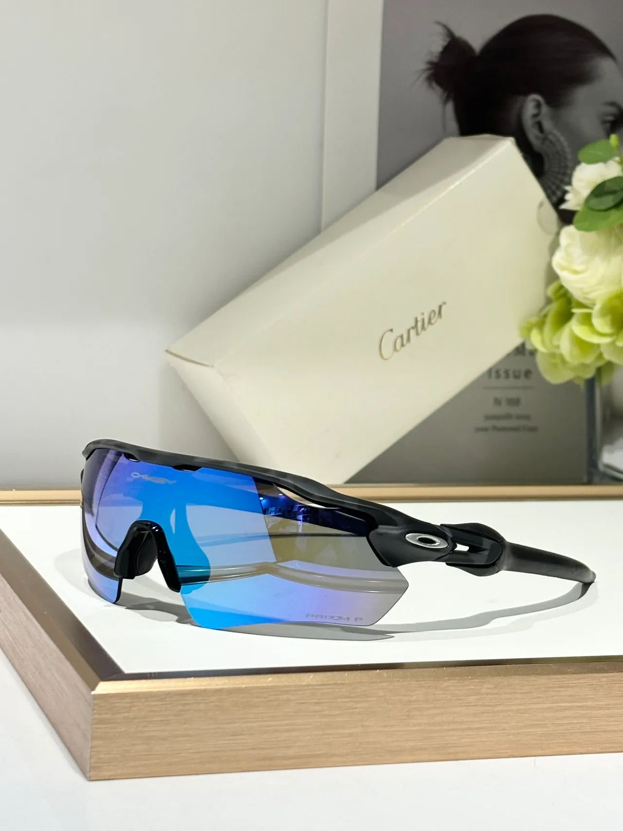 Oakley Radar Black Gray Wraparound Shield Vented Brow Bar Sunglasses 9