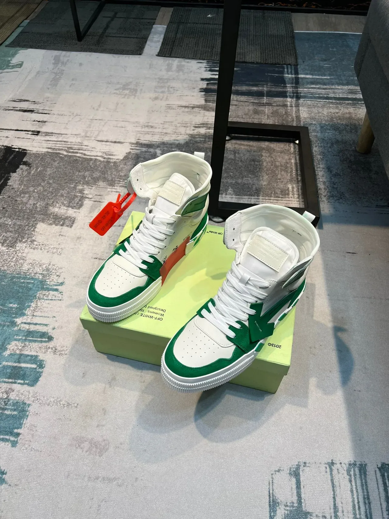 Off-White Arrow Green Baskets Lifestyle Hautes 5