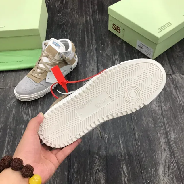 Off-White Beige Gray Industrial Strap Layered Suede And Nubuck Lifestyle Sneakers 2