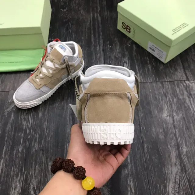 Off-White Beige Gray Industrial Strap Layered Suede And Nubuck Lifestyle Sneakers 4