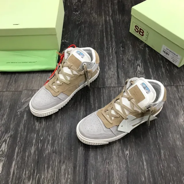 Off-White Beige Gray Industrial Strap Layered Suede And Nubuck Lifestyle Sneakers 8