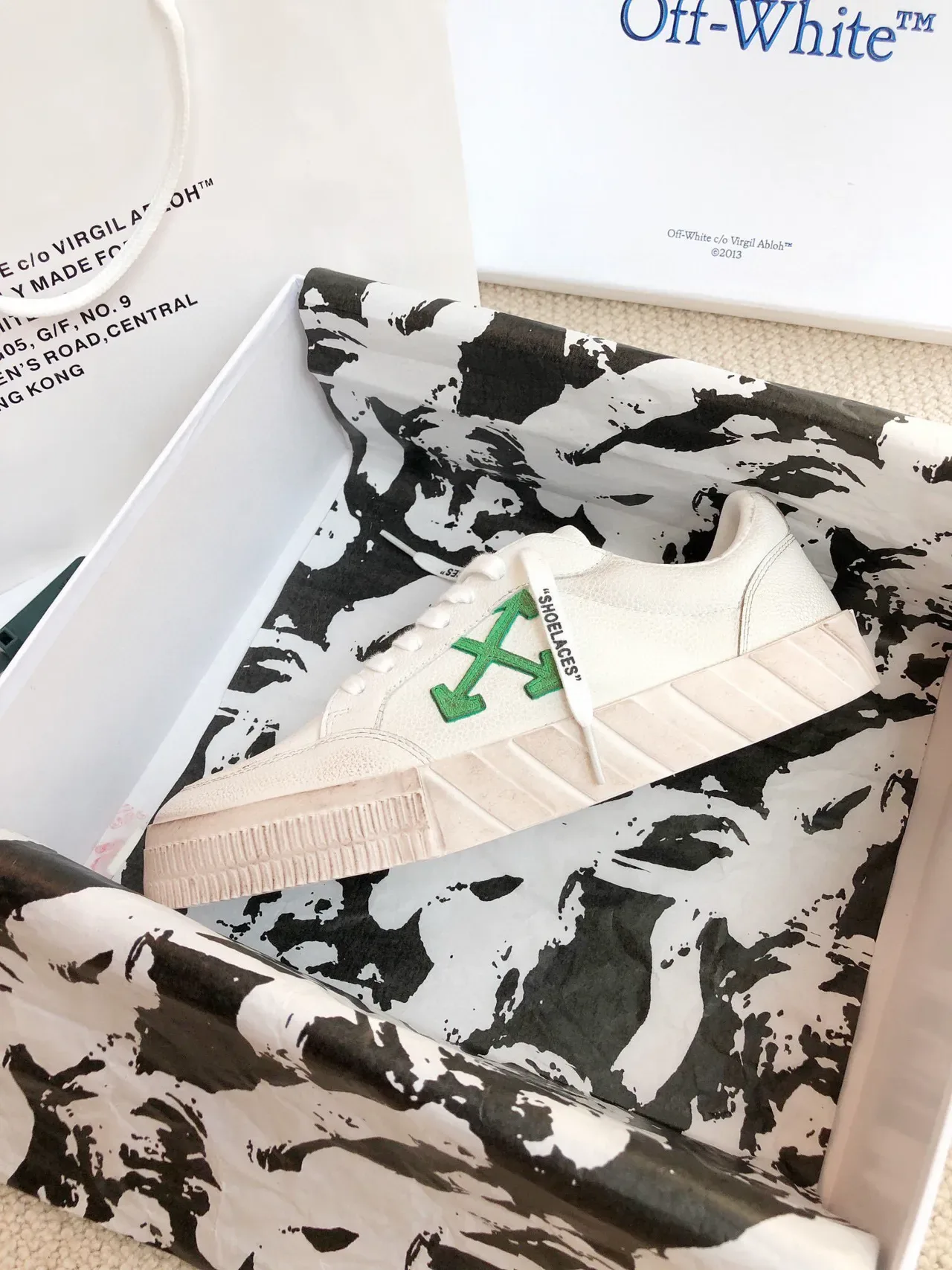 Off-White Beige Green Low-Top Industrial-Inspired Lifestyle Sneakers 4
