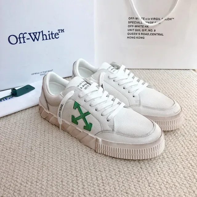 Off-White Beige Green Low-Top Industrial-Inspired Lifestyle Sneakers 8