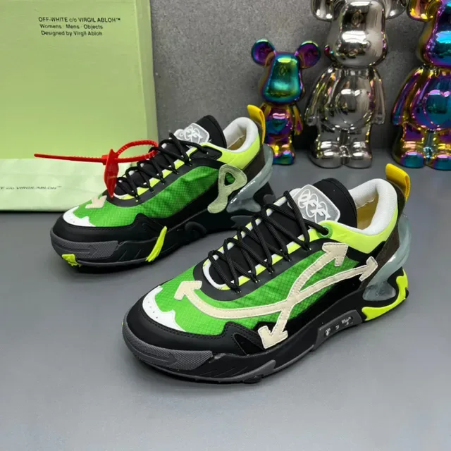 Off-White Noir Vert Malla Layered et Suède Motif Flèche Diagonale Chunky Sneakers 6