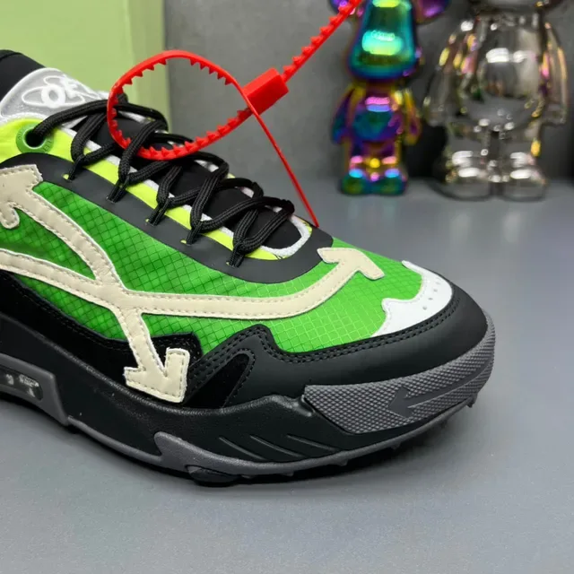 Off-White Noir Vert Malla Layered et Suède Motif Flèche Diagonale Chunky Sneakers 7