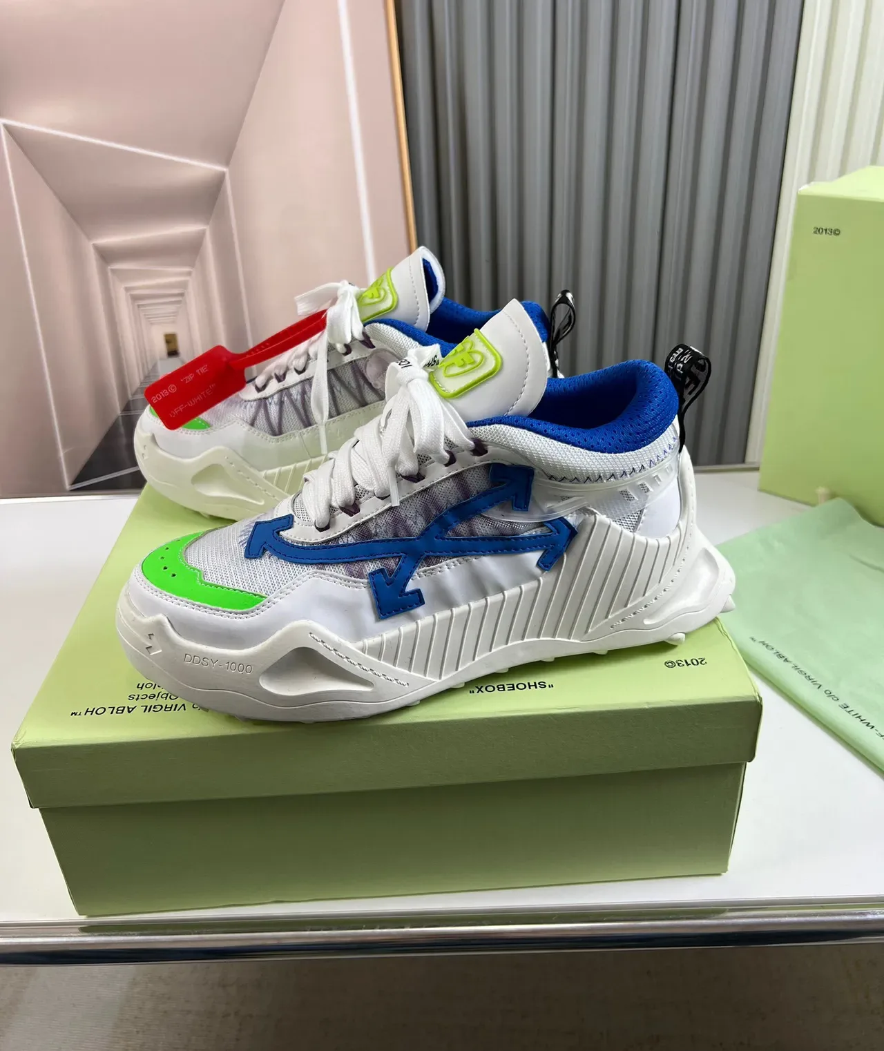 Off-White Blue Sole Diagonal Arrow Logo Chunky Sneakers 8