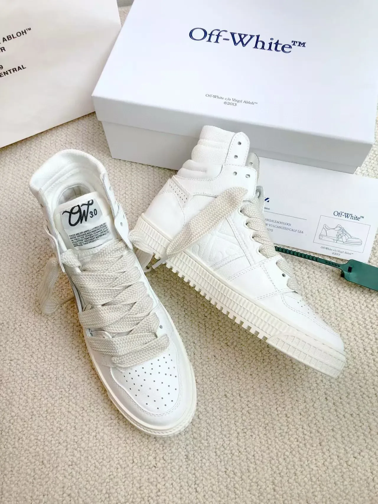 Off-White حذاء أسلوب حياة عالي الارتفاع بيج مثقوب أصبع حذاء أسلوب حياة 6