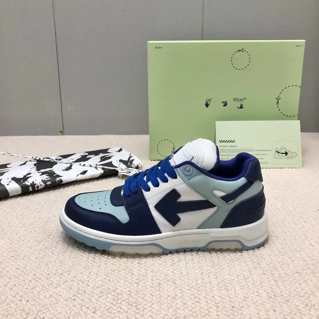 Off-White Navy Layered Panel Construction Perforated Toe Cap Lifestyle Sneakers 8