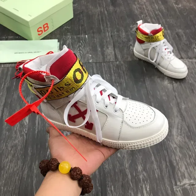 Off-White Chaussures Lifestyle à Sangle Industrielle Rouge à Lacets Hauts 6