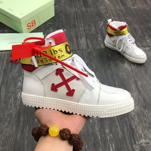Off-White Chaussures Lifestyle à Sangle Industrielle Rouge à Lacets Hauts 8
