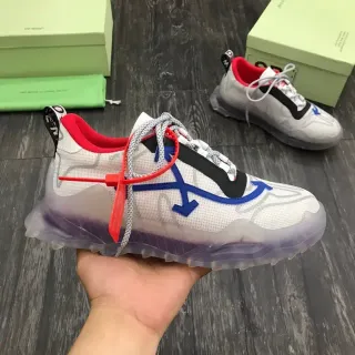 Off-White Runner أبيض أحمر أزرق شفاف سميك حذاء رياضي