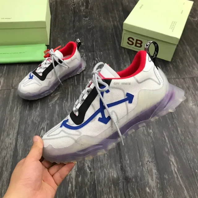 Off-White Runner أبيض أحمر أزرق شفاف سميك حذاء رياضي 5