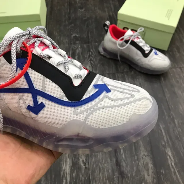 Off-White Runner أبيض أحمر أزرق شفاف سميك حذاء رياضي 6