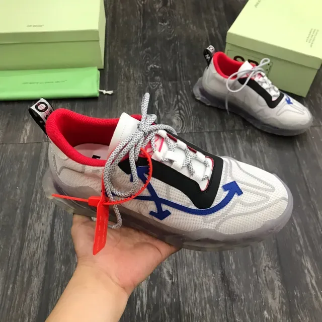 Off-White Runner أبيض أحمر أزرق شفاف سميك حذاء رياضي 7
