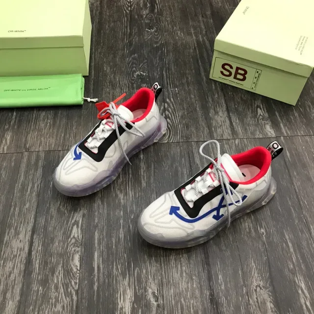 Off-White Runner أبيض أحمر أزرق شفاف سميك حذاء رياضي 8