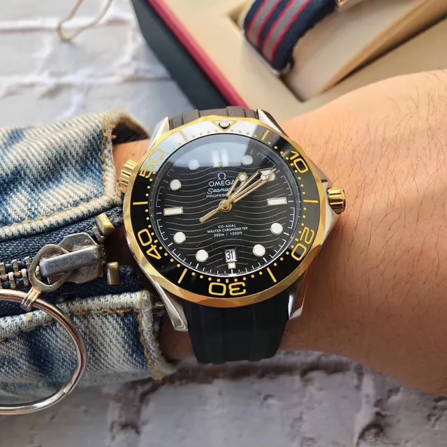 Omega Seamaster Professional Black Dial Gold-Tone Mechanical Watch 9