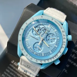 Omega Speedmaster Light Blue Chronograph Mechanical Watch