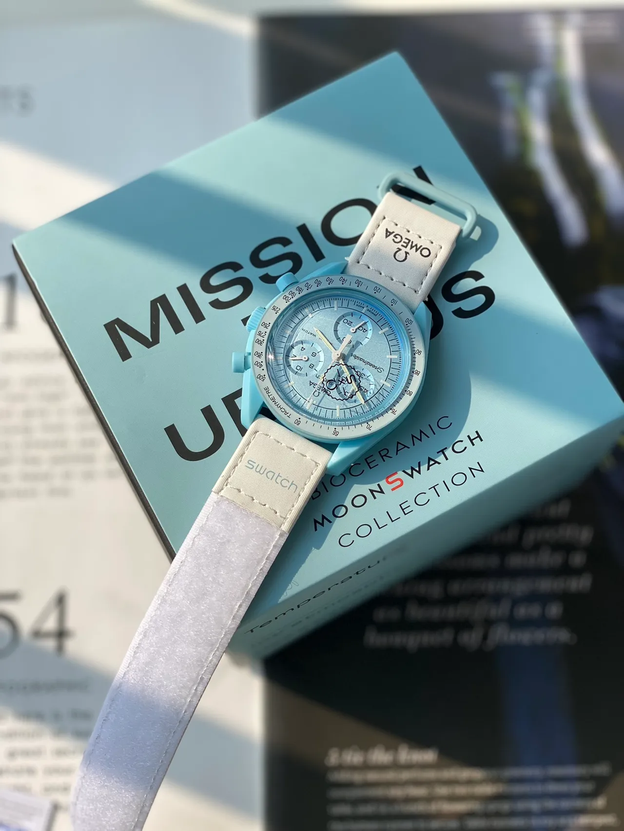Omega Speedmaster Light Blue Chronograph Mechanical Watch 5