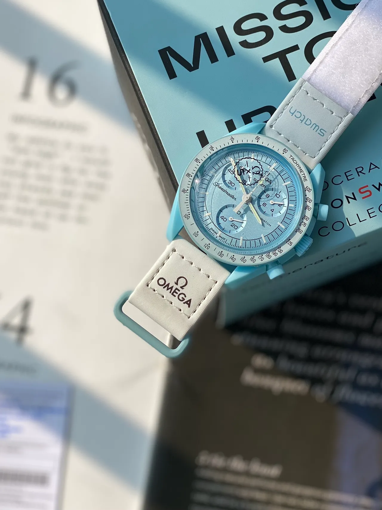 Omega Speedmaster Light Blue Chronograph Mechanical Watch 6