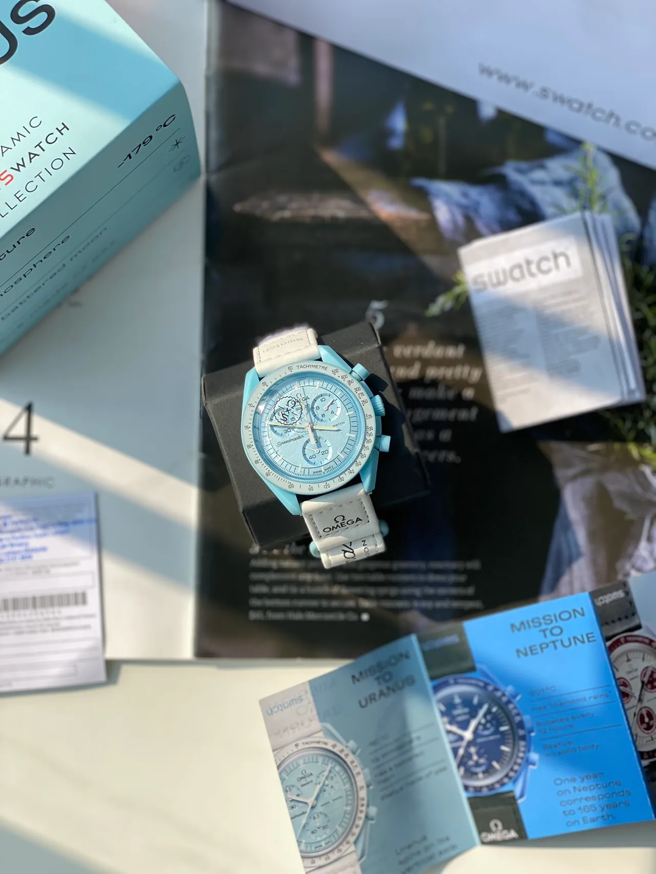 Omega Speedmaster Light Blue Chronograph Mechanical Watch 7