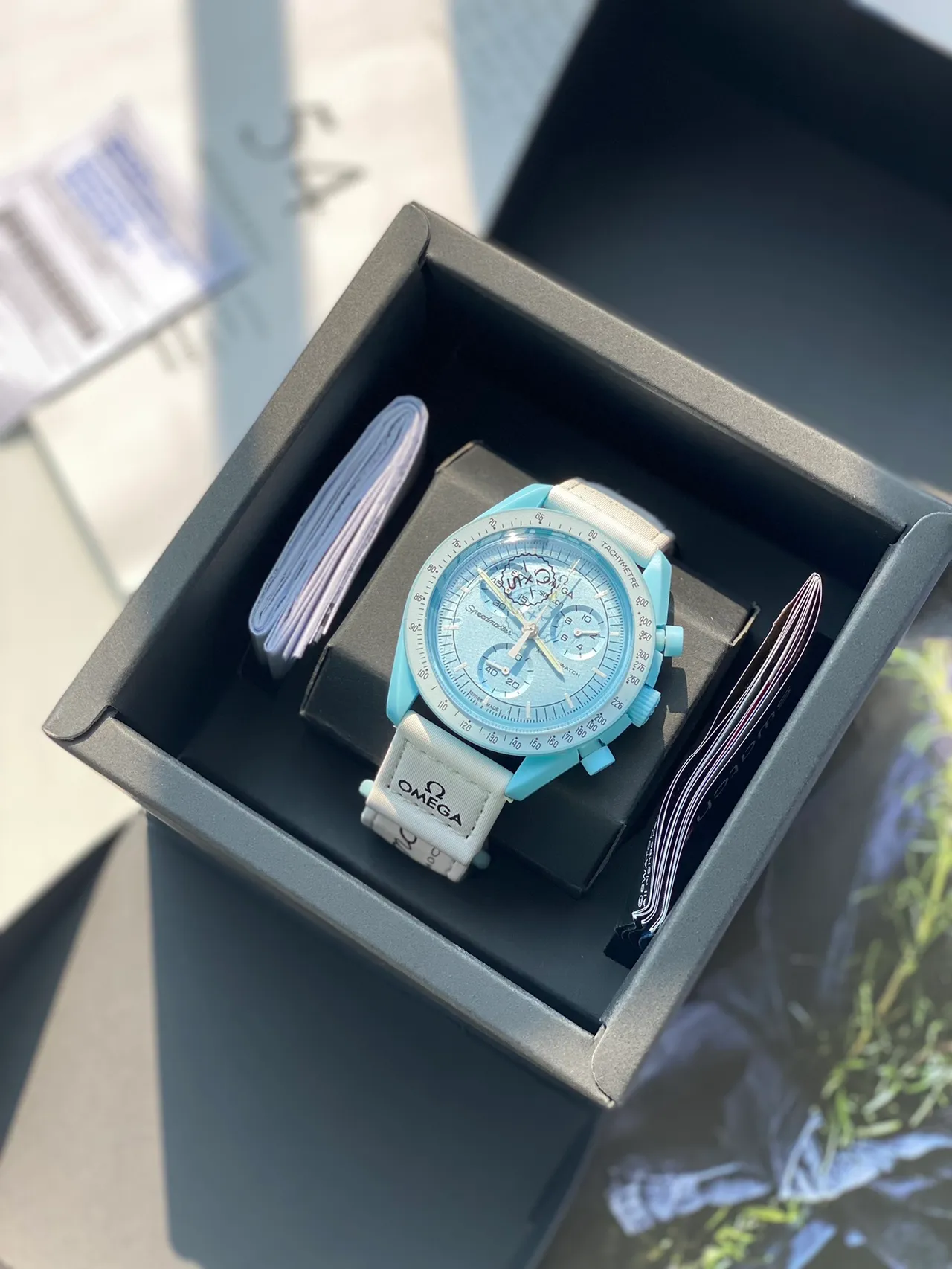 Omega Speedmaster Light Blue Chronograph Mechanical Watch 8