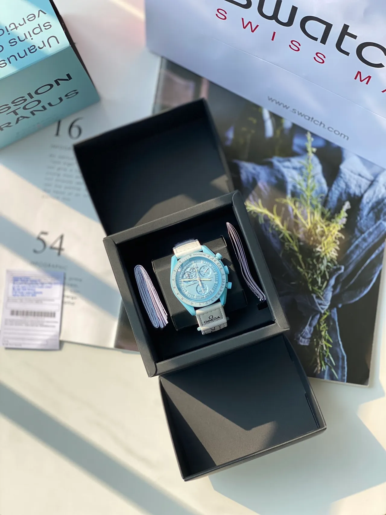 Omega Speedmaster Light Blue Chronograph Mechanical Watch 9