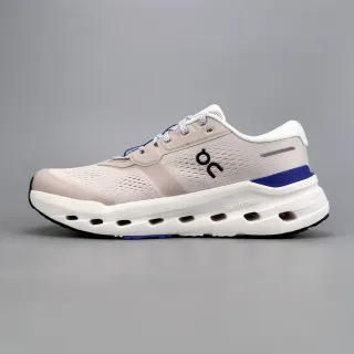 On Beige Blue Breathable Engineered Mesh Upper Open Hexagonal CloudTec Midsole Pods Running Shoes