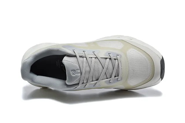 On Beige Gray Engineered Mesh Upper Open Hexagonal CloudTec Pods Running Shoes 3