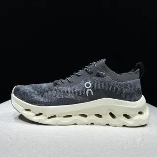 On Cloudmonster Charcoal Gray and Cream حذاء رياضي للأسلوب الحياة