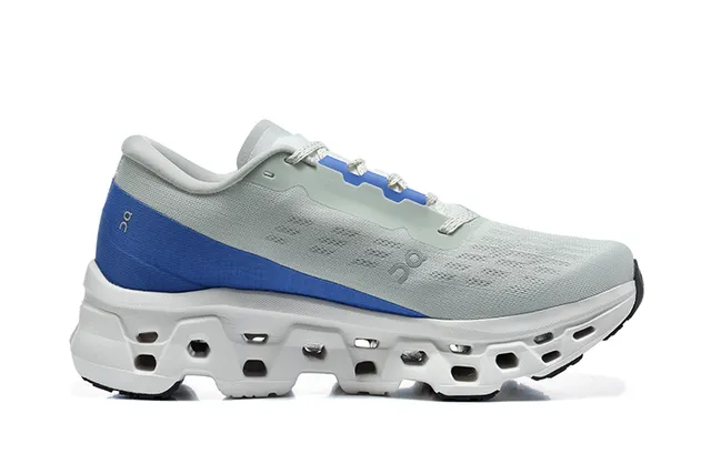 On Cloudmonster Light Gray Blue Running Shoes 4