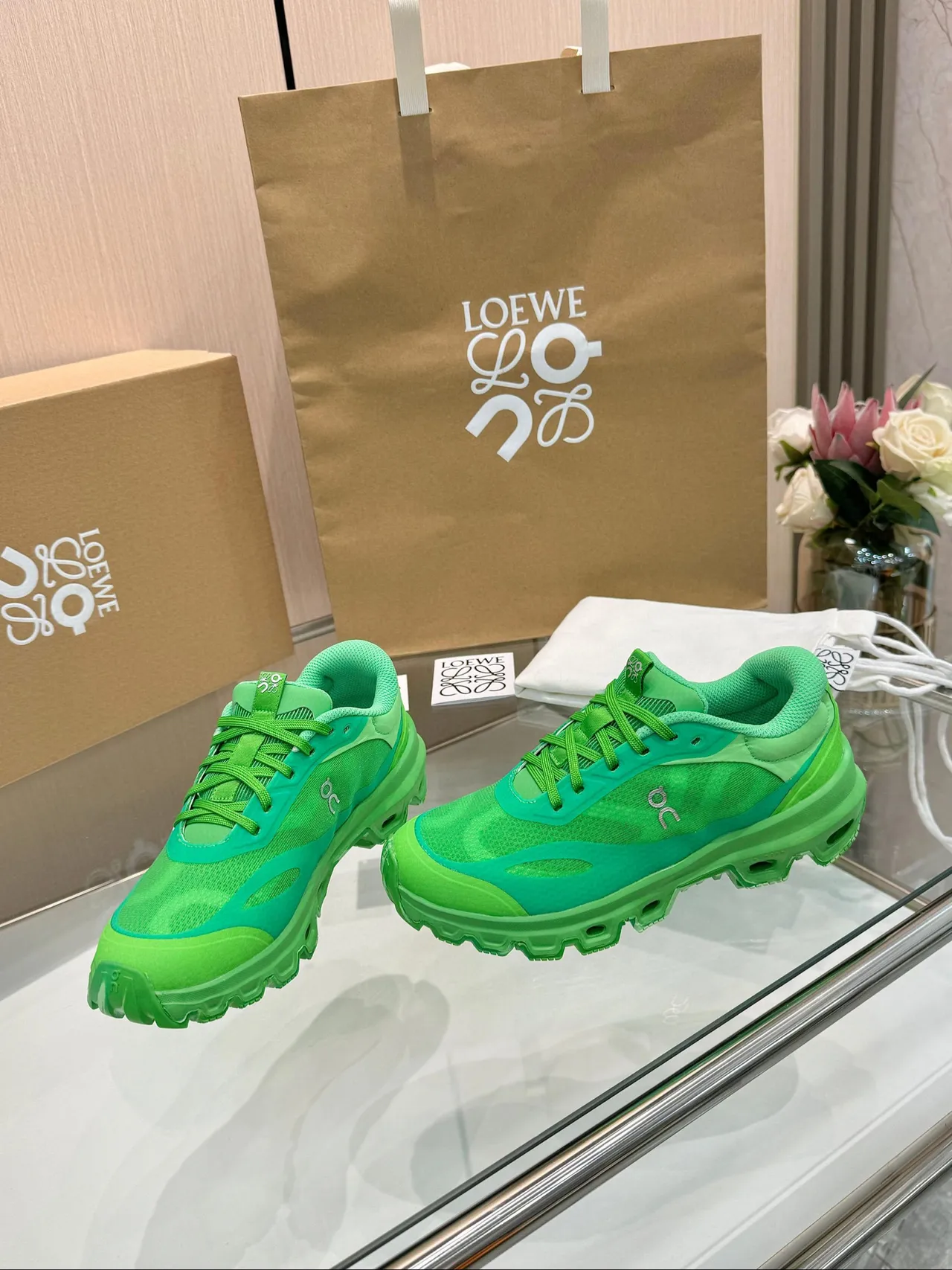 On Cloudmonster Vibrant Green Chunky Sneakers 3