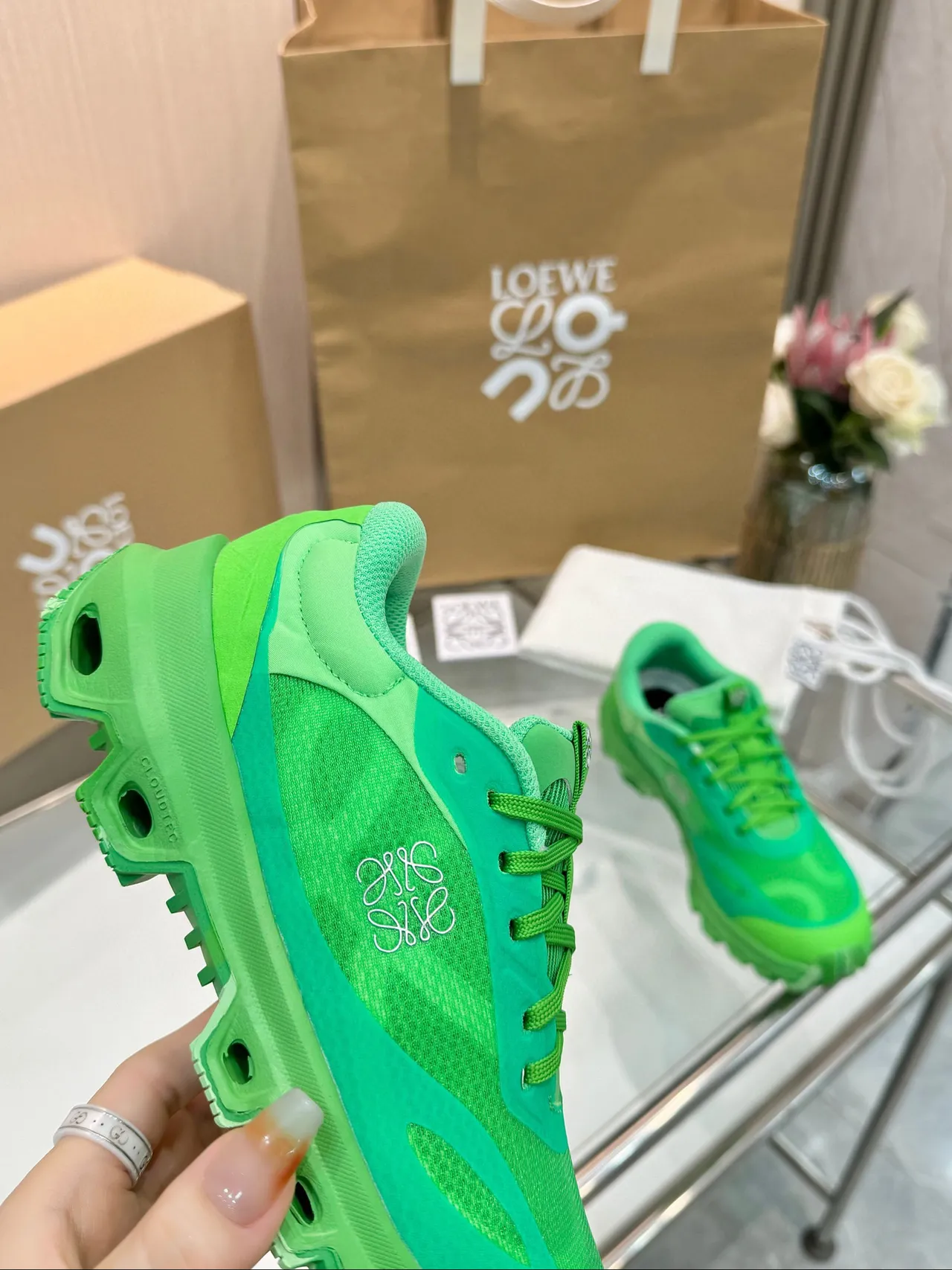 On Cloudmonster Vibrant Green Chunky Sneakers 9