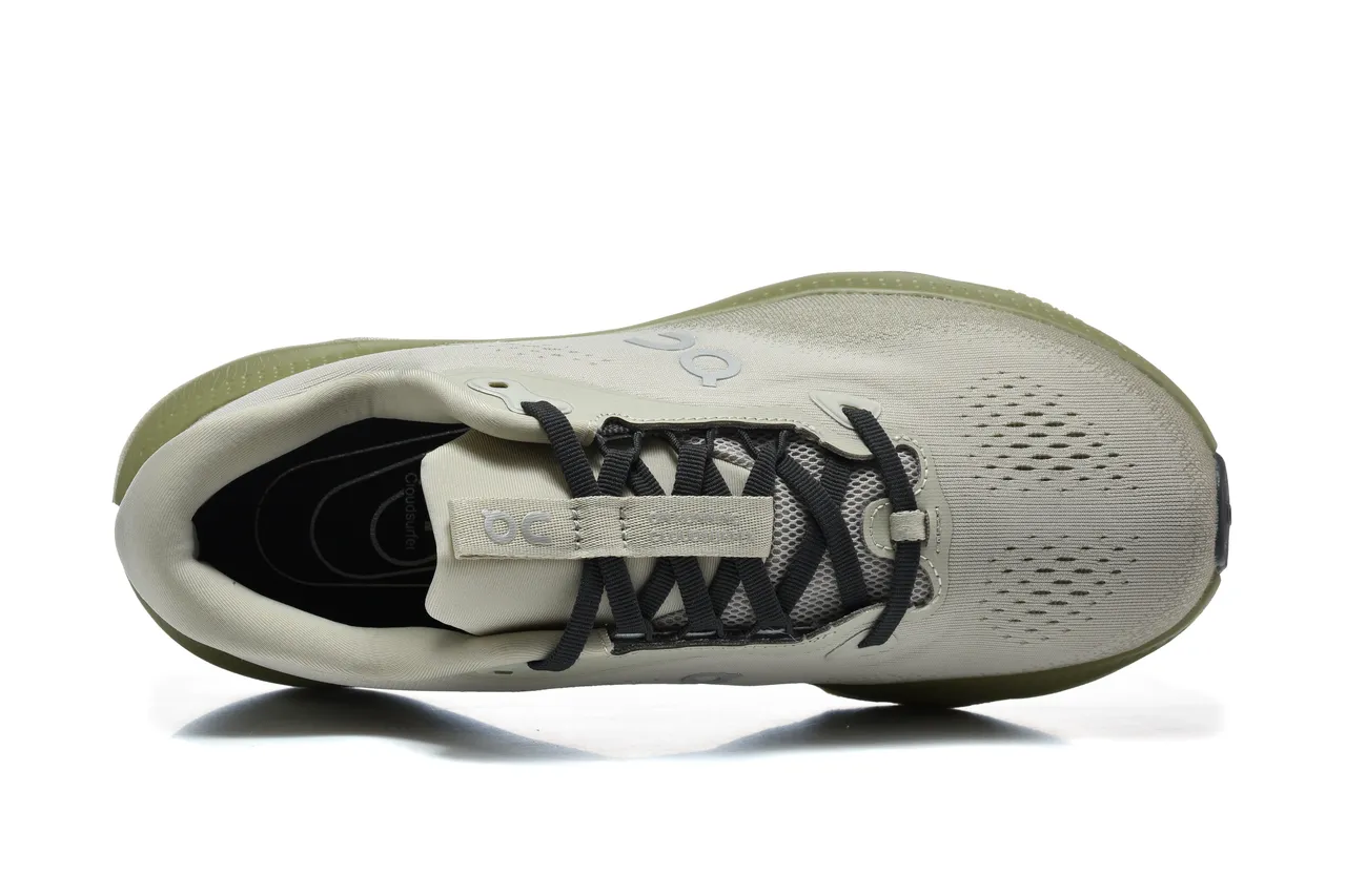 On Cloudsurfer 3 Light Gray Army Green Running Shoes 2
