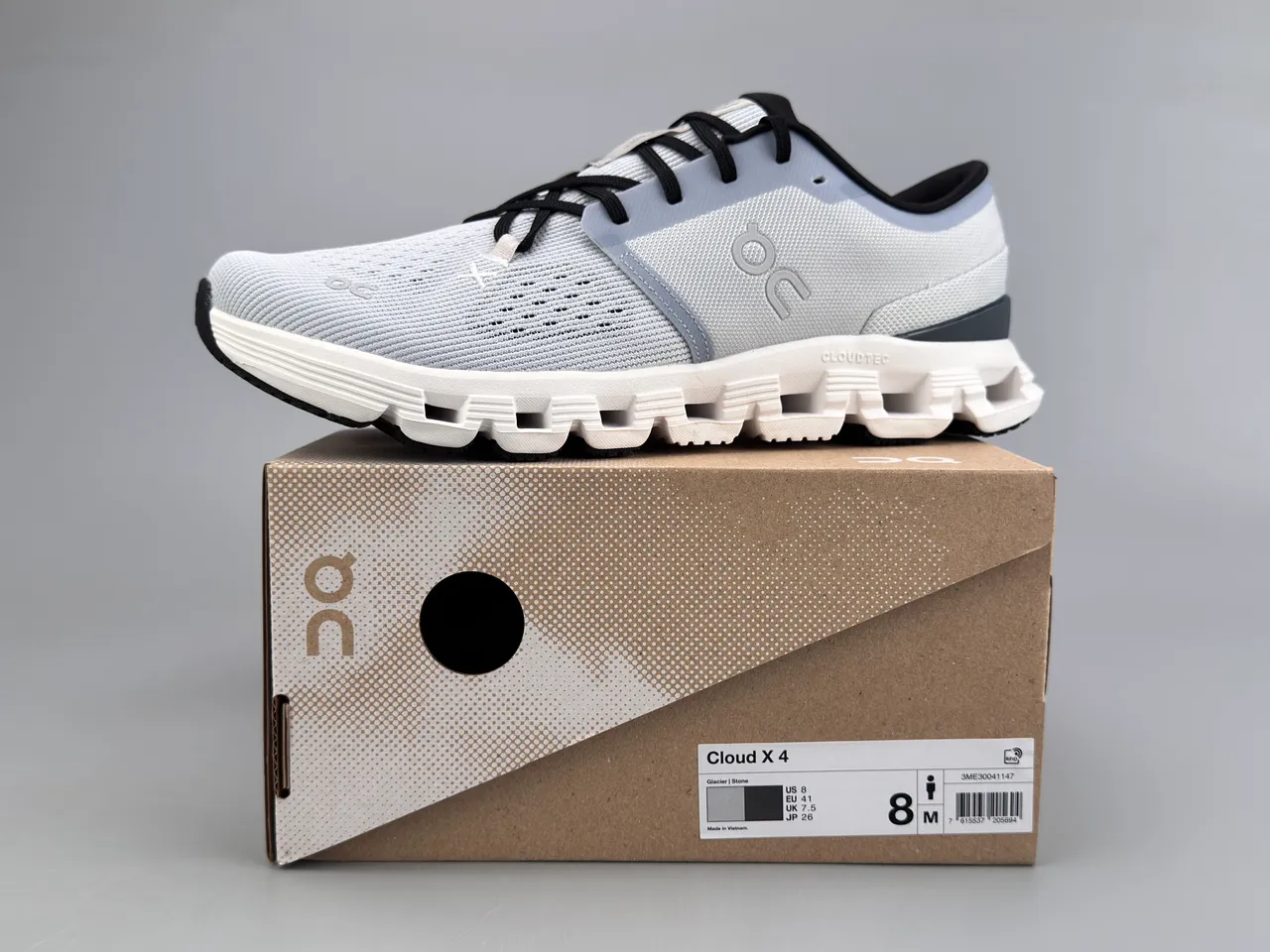 On Gray Black Engineered Knit Upper Segmented CloudTec Midsole Lifestyle Sneakers 4