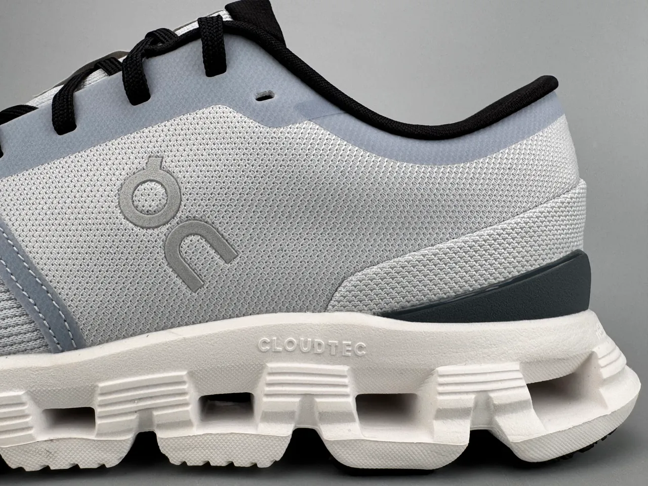 On Gray Black Engineered Knit Upper Segmented CloudTec Midsole Lifestyle Sneakers 7