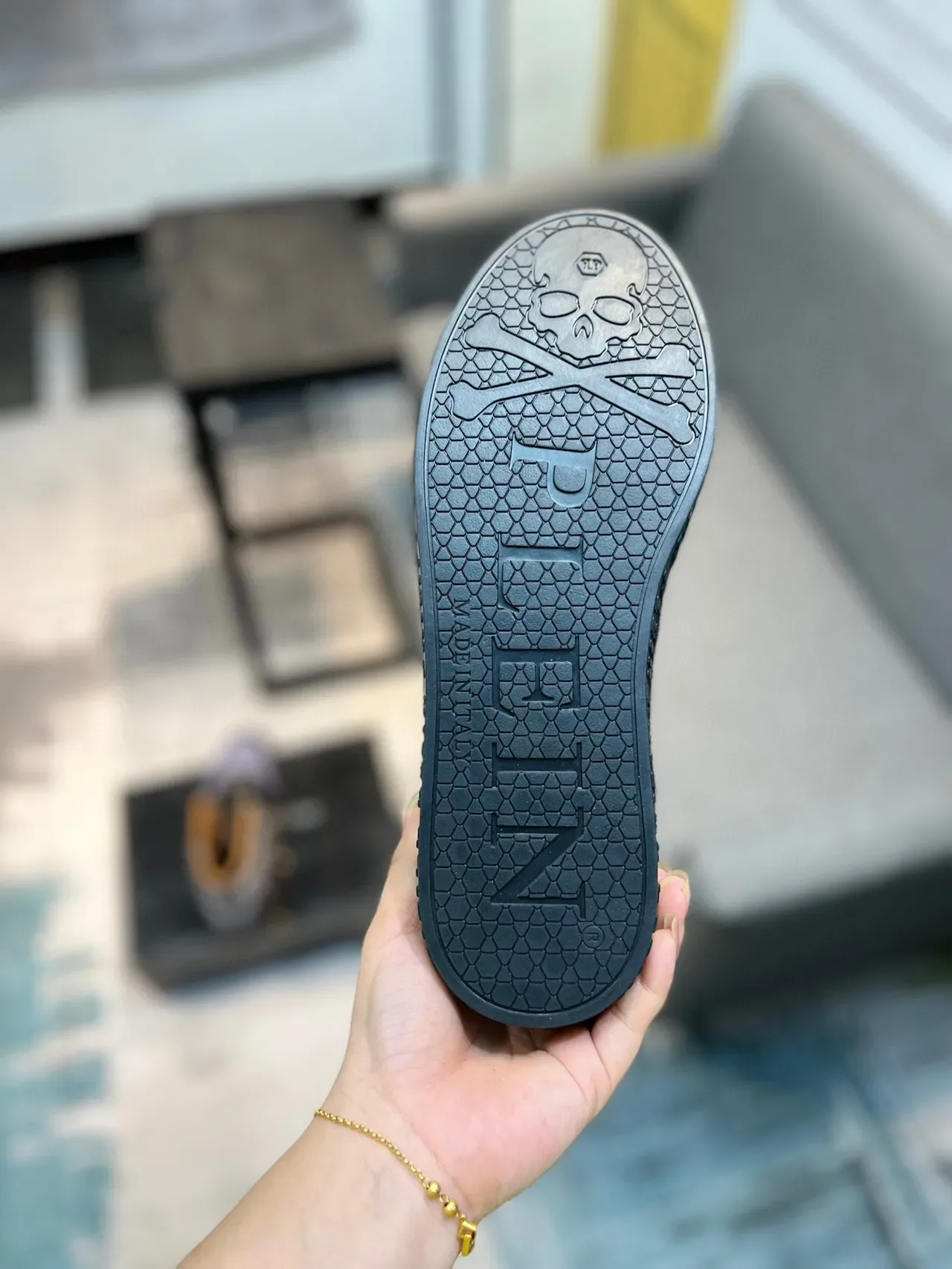 Philipp Plein Sneakers Lifestyle Noir Violet Hautes en Cuir Patenté 9