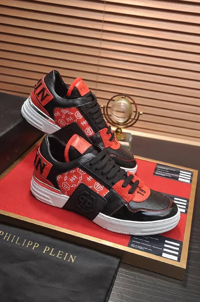Philipp Plein Black Red أعلى مختلط لامع patent للأصابع نمط حياة 5