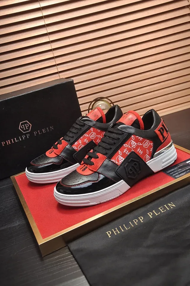 Philipp Plein Black Red أعلى مختلط لامع patent للأصابع نمط حياة 7