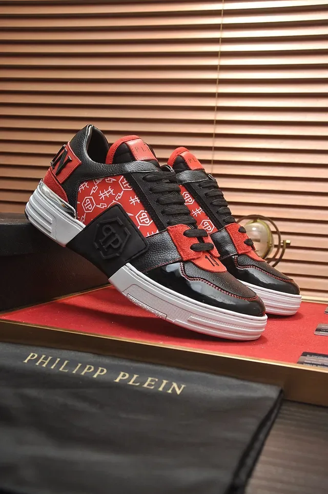 Philipp Plein Black Red أعلى مختلط لامع patent للأصابع نمط حياة 8