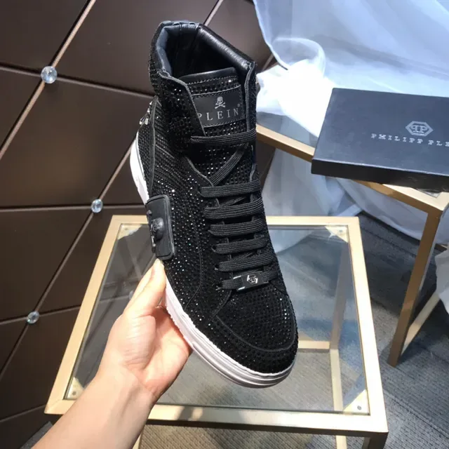Philipp Plein Black White Baskets Lifestyle Hautes ornées de cristaux 2