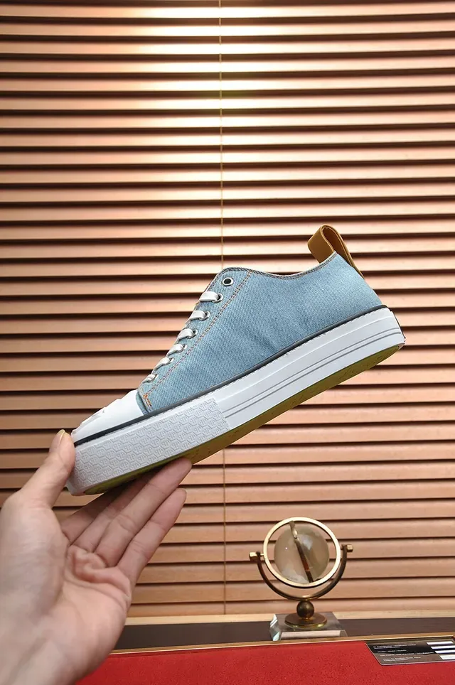 Philipp Plein Blue White Denim Upper Rubber Toe Cap Sneakers 6